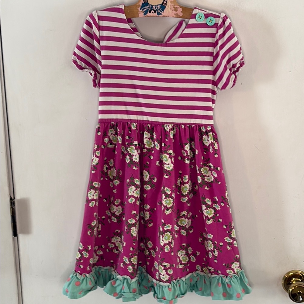 Matilda Jane fuchsia stripe floral knit dress with back tie and cutout Size 8